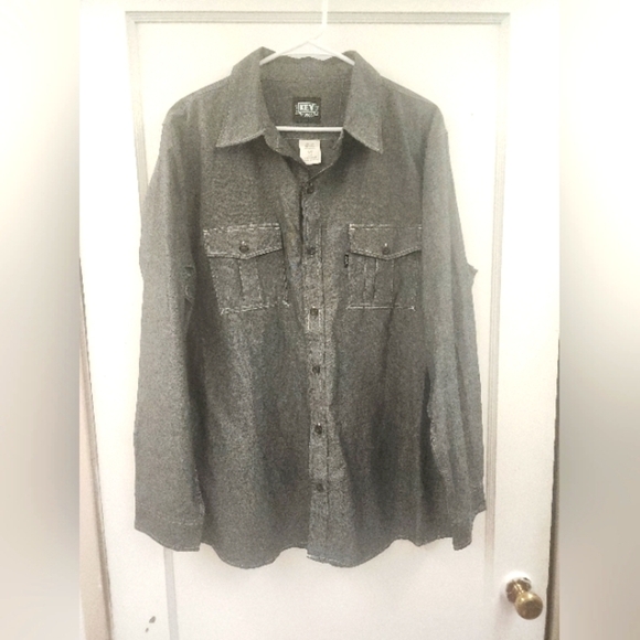 Key Chambray Work Shirt Men Size XLR GREY Button Long Sleeve EUC - Picture 1 of 7